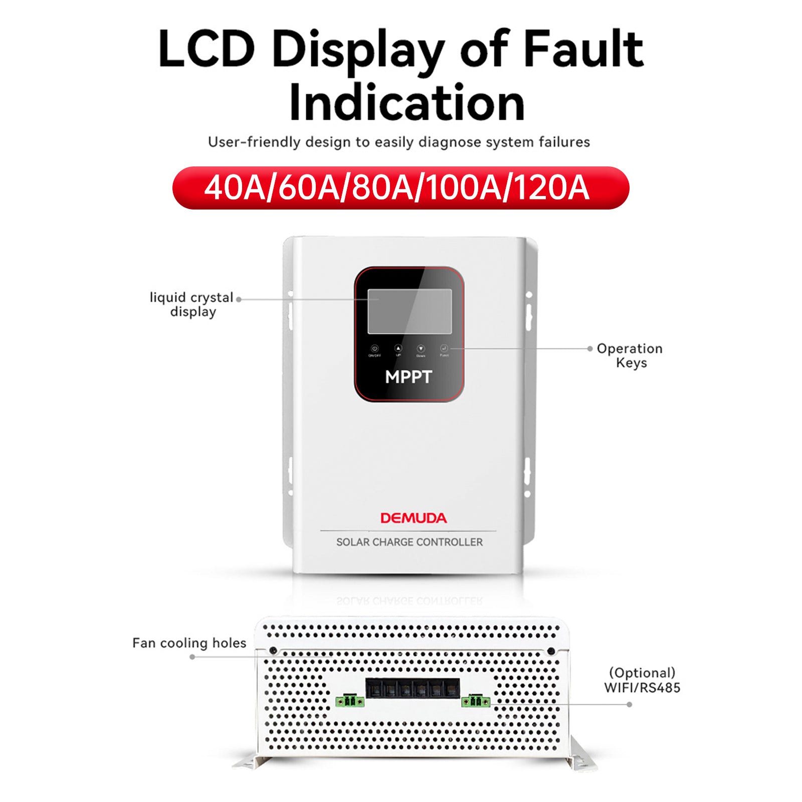 Contrôleur solaire MPPT 40 A-120 A 12 V-48 V pour stockage d'énergie photovoltaïque domestique