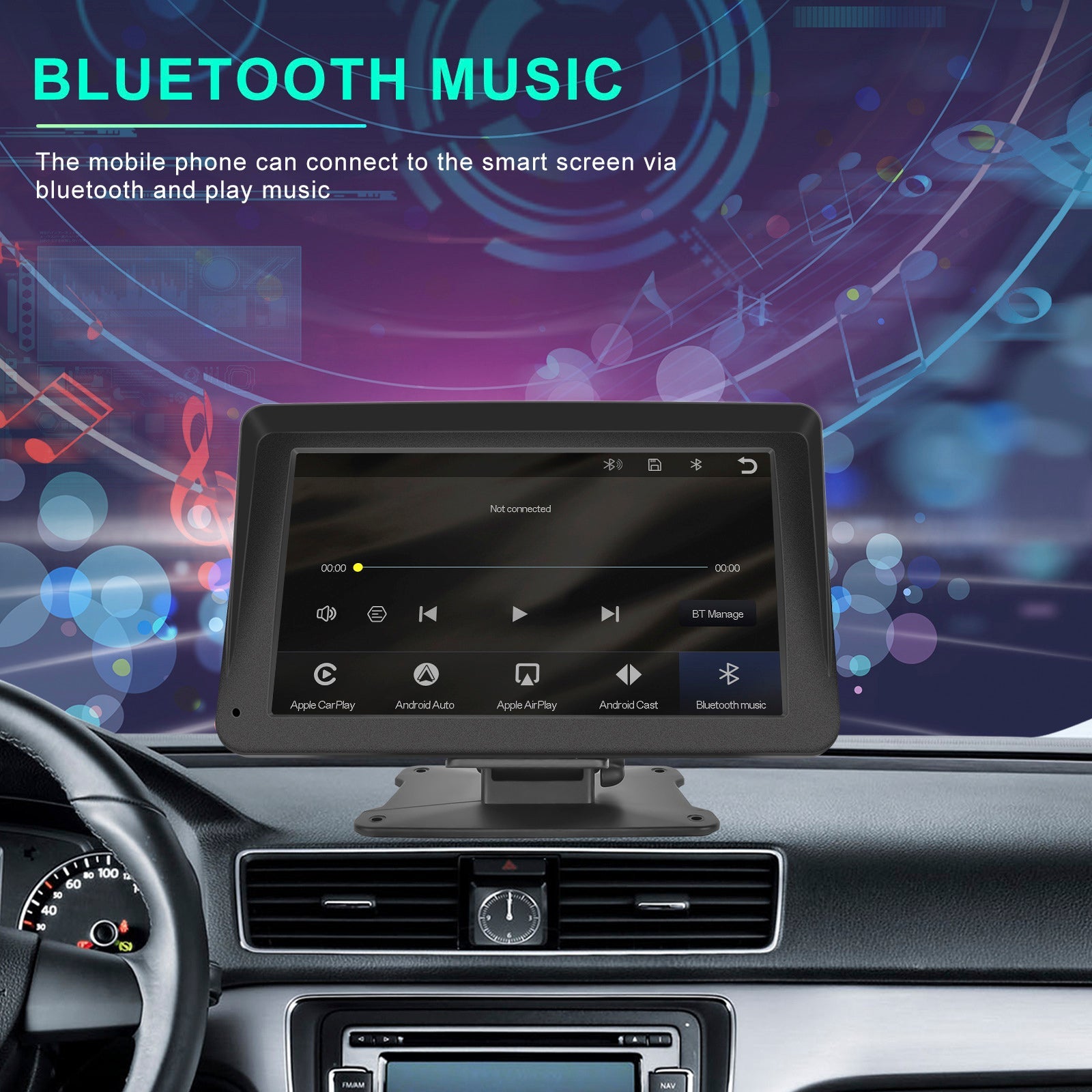 Lecteur multifonctions 7 pouces compatible CarPlay, Apple AirPlay et Android Auto avec caméra de projection