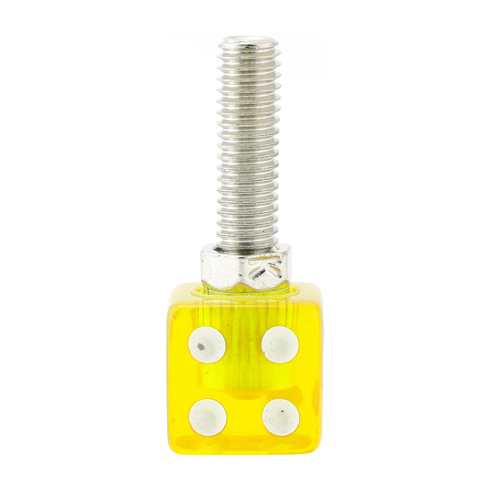 4x Vis de plaque d'immatriculation DICE personnalisées en plastique jaune pour moto Chopper Bobber