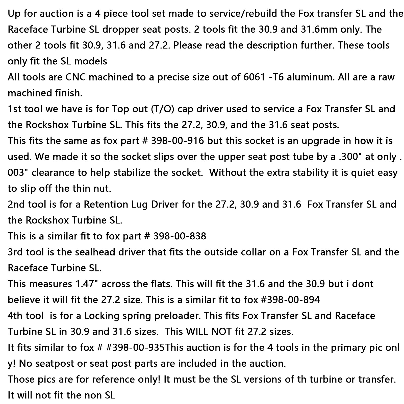 Kit met onderhoudstools voor sorte stengel turbine raceFace SL 398-00-838 /-894, vergelijkbaar met 398-00-916