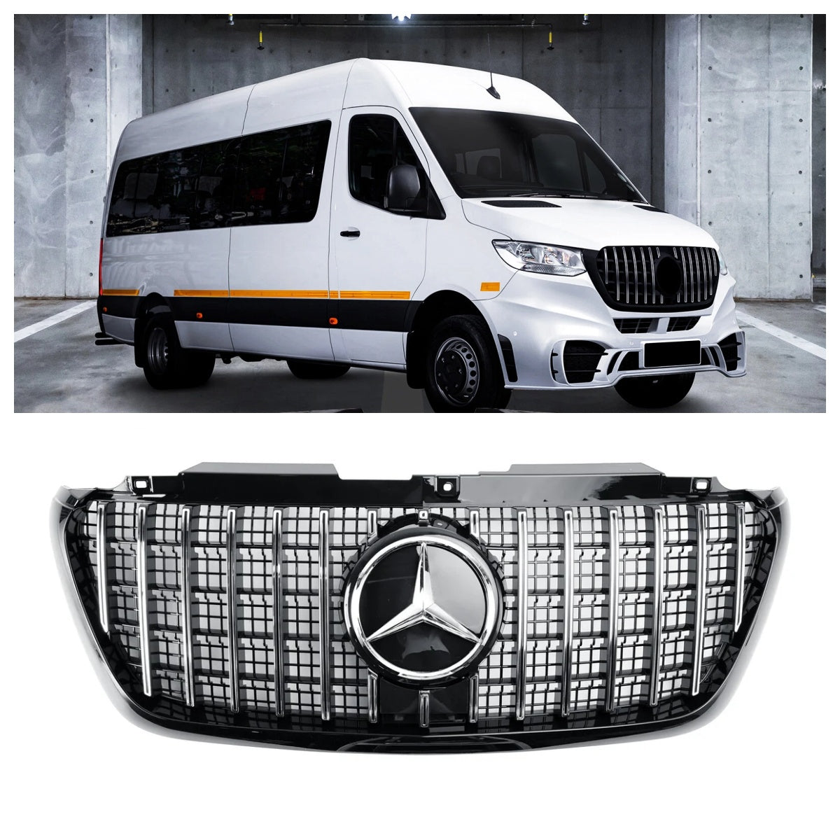 Grille de calandre de pare-chocs avant de style Mercedes Sprinter W907 W910 GT 2018-2023