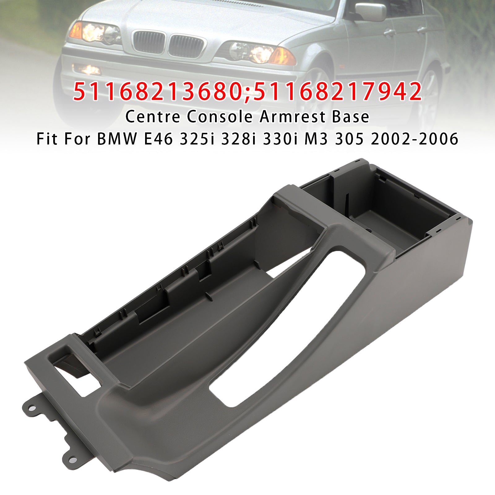 Garniture de Repose-bras de Console Centrale Grise pour BMW E46 325i 328i 02-06 51168213680