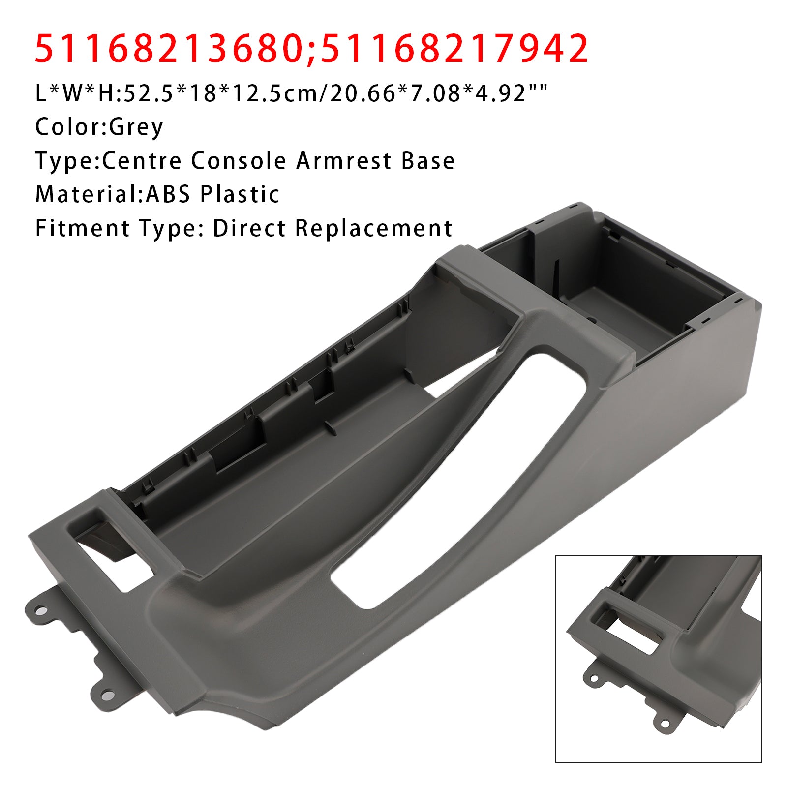 Garniture de Repose-bras de Console Centrale Grise pour BMW E46 325i 328i 02-06 51168213680
