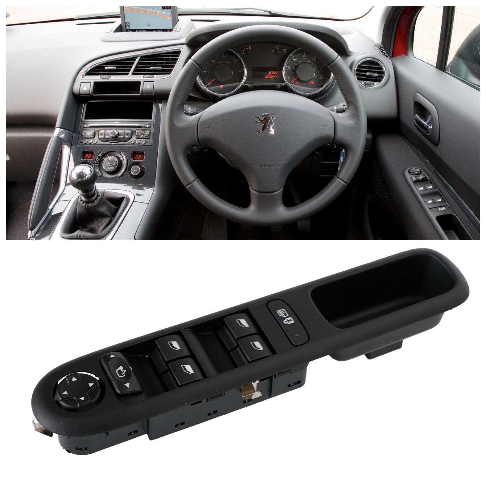 Commande Lève-vitre Avant Gauche Pour Peugeot 3008/5008 (2010-2016) - Réf. 96650621ZD - Neuf