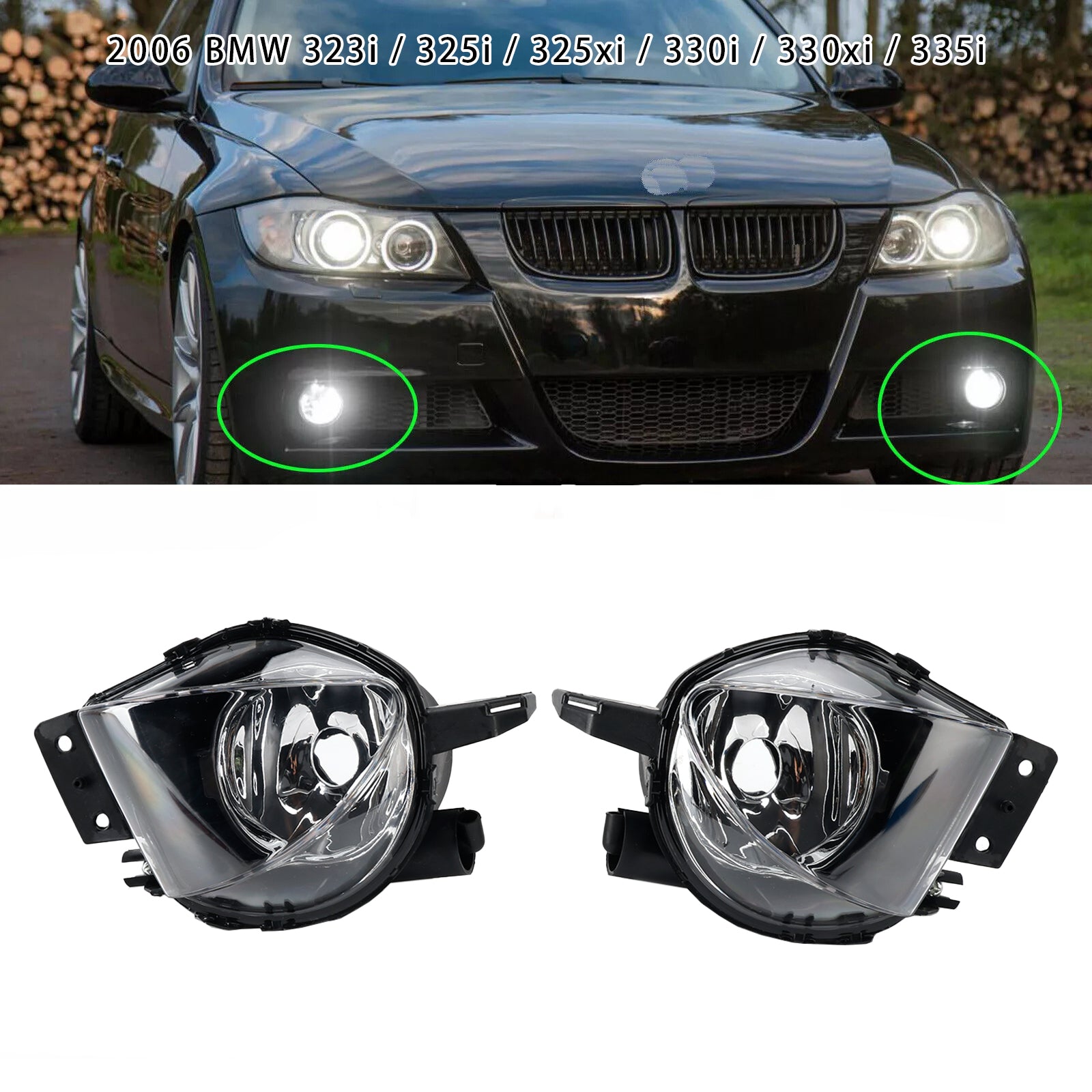 Par de luces antiniebla delantera con bombillas para la serie BMW E90 3 (2006-2008)