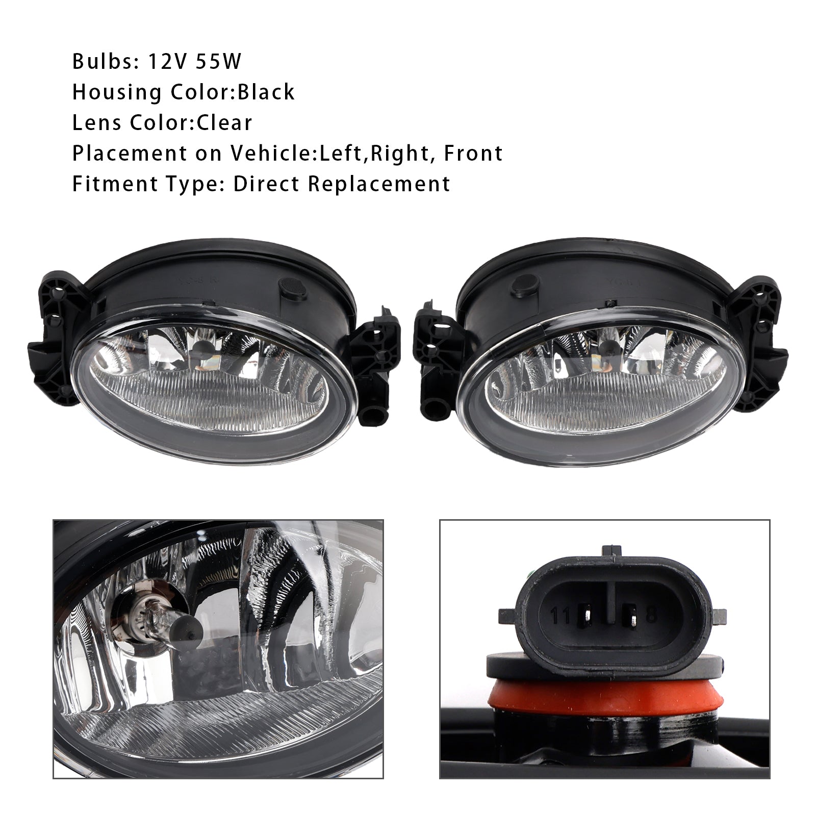 Par sprednjih meglenk z žarnicami za Mercedes Benz W204 W211 W164 C219