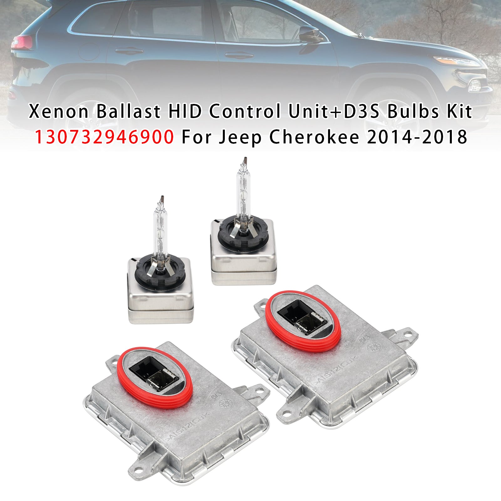 Kit de ballast xénon, unité de contrôle HID et ampoules D3S pour Jeep Cherokee 2014-2018