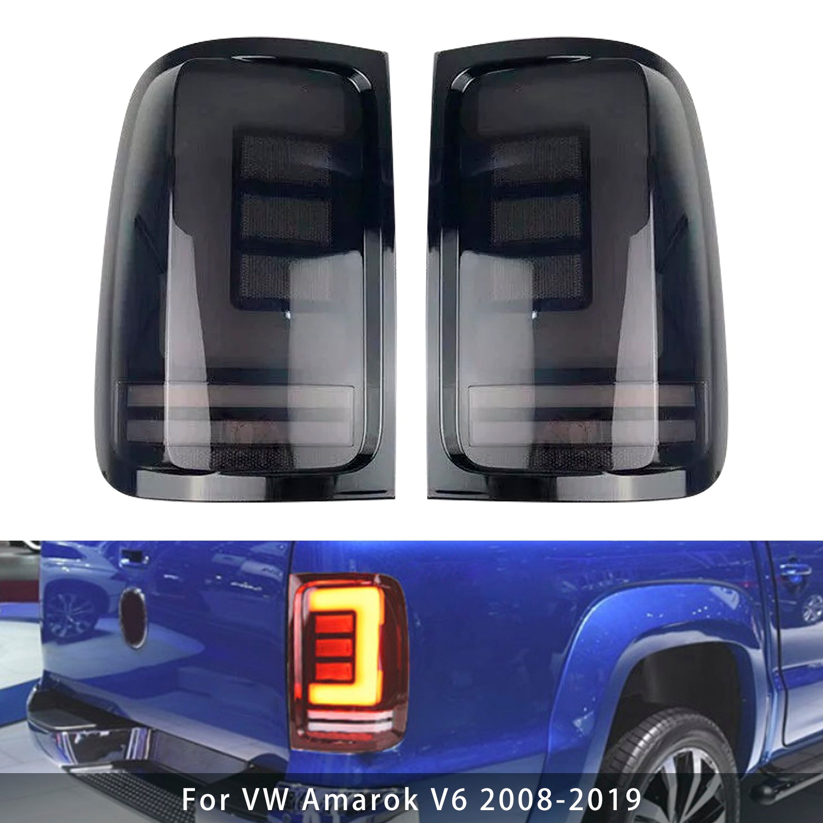 Paire de feux arrière à LED arrière droit et gauche pour VW Amarok V6 2008-2019, fumés
