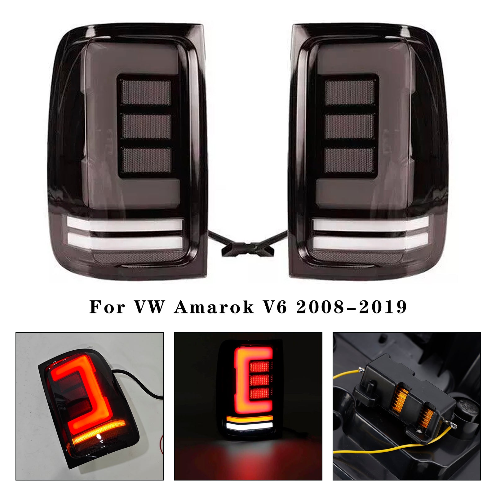 Paire de feux arrière à LED arrière droit et gauche pour VW Amarok V6 2008-2019, fumés