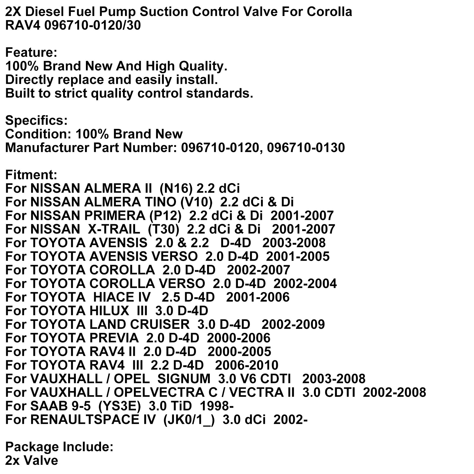 2000-2006 Toyota Previa 2.0 D-4D Válvula diesel D'A Bomba de succión para combustible 096710-0120 096710-0142