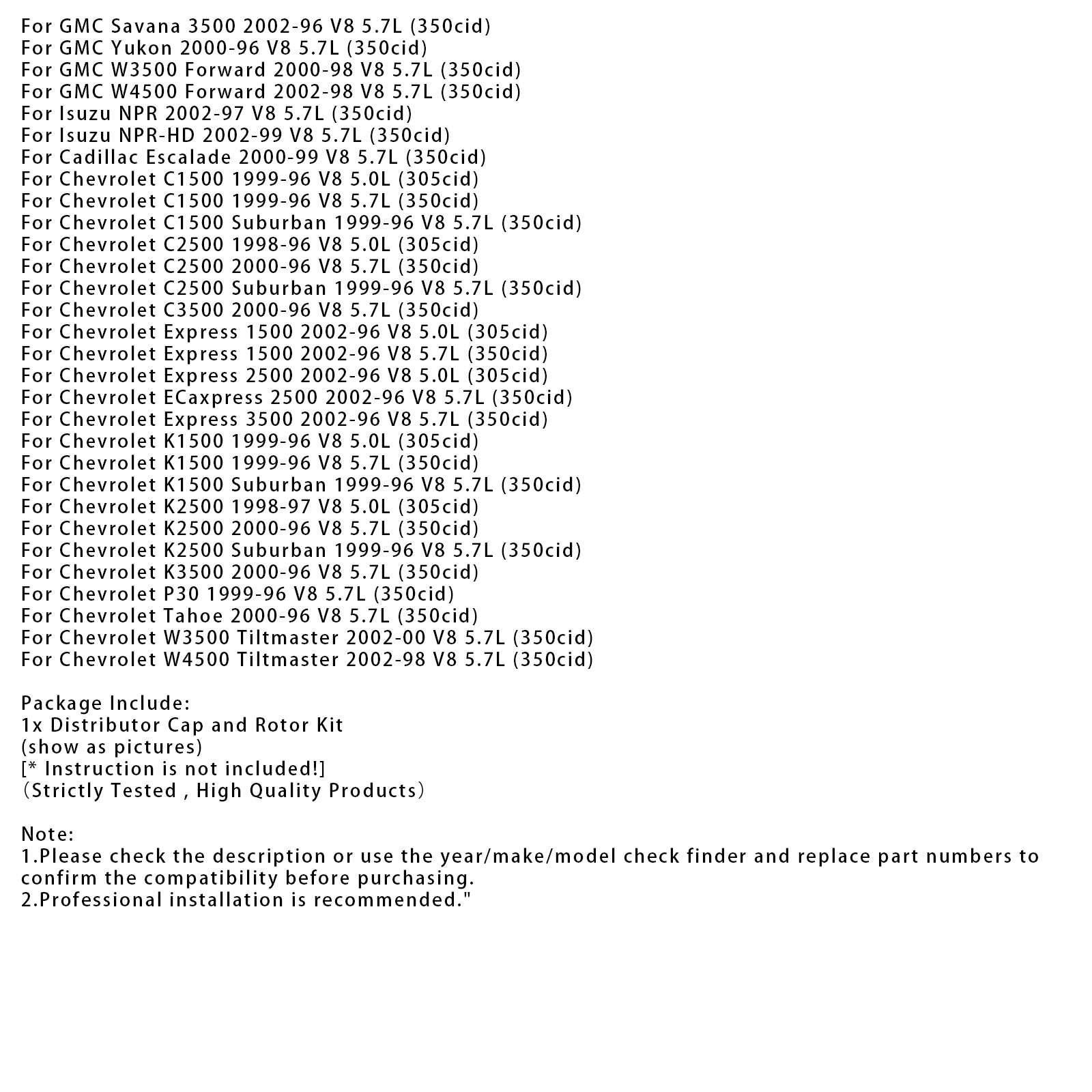 Kit testa distributore e rotore 10452459 per Chevy K1500 GMC 5.7L Vortec