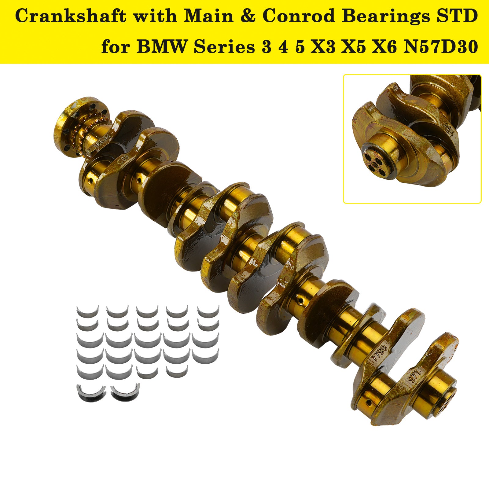 Krukas met hoofdlagers en STD-drijfstang voor BMW 5 GT (F07) (Bouwjaar 03.2010 - 02.2017, 299 - 313, Diesel)