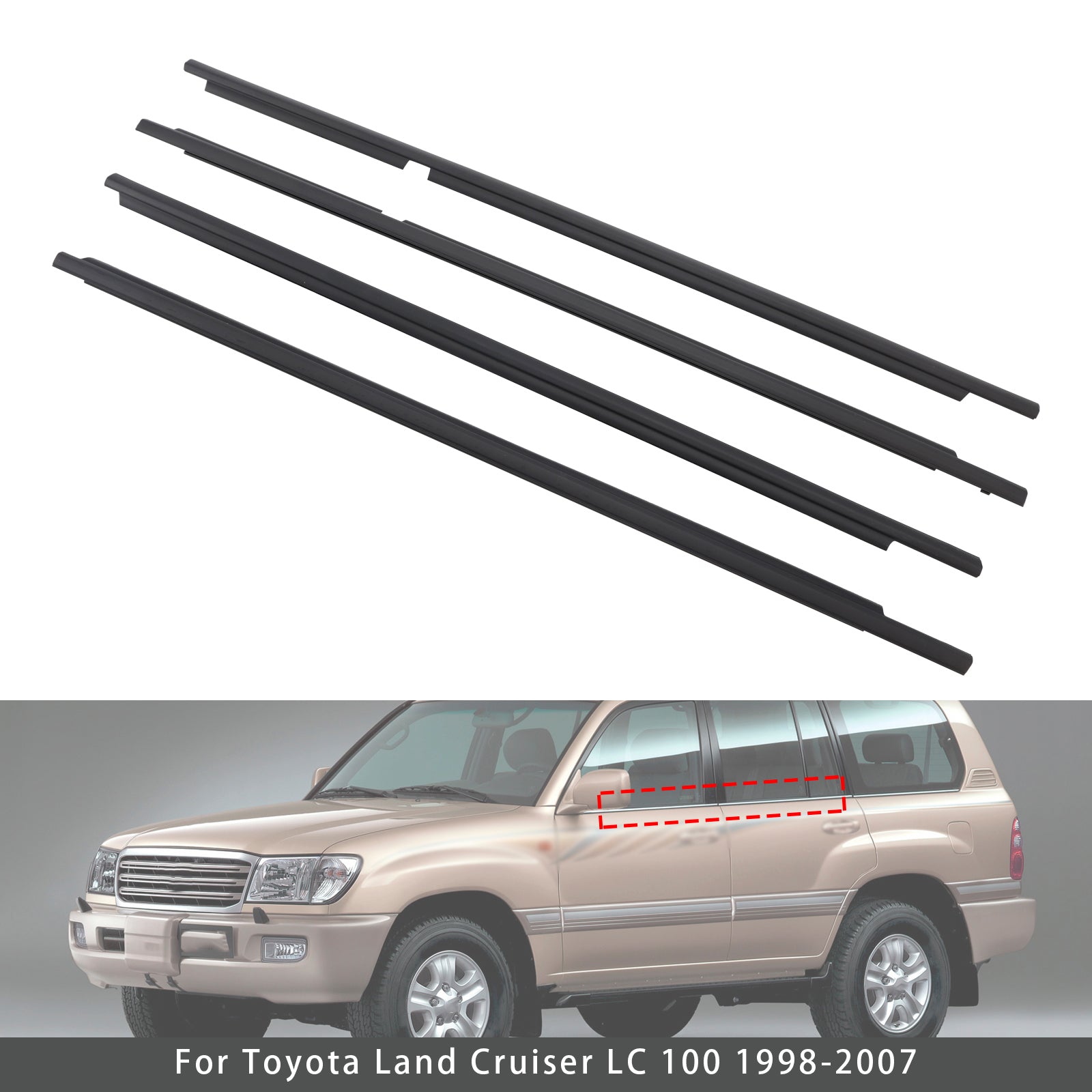 Zunanji tesnilni trak za steklene vrata, za Toyota Land Cruiser LC 100 1998-2007, 4 sobe