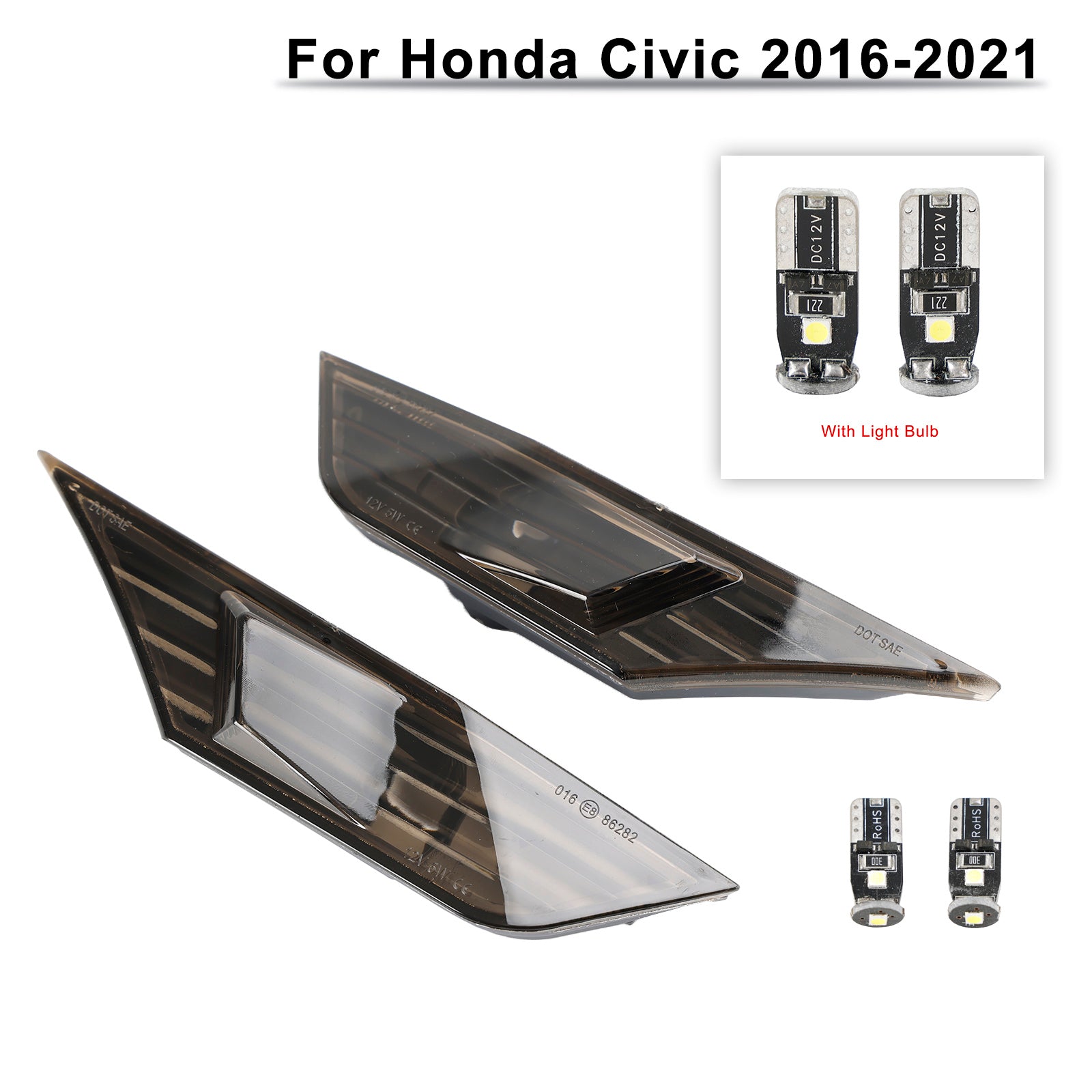 Boîtier de clignotant latéral pour Honda Civic 2016-2021 Ambre générique