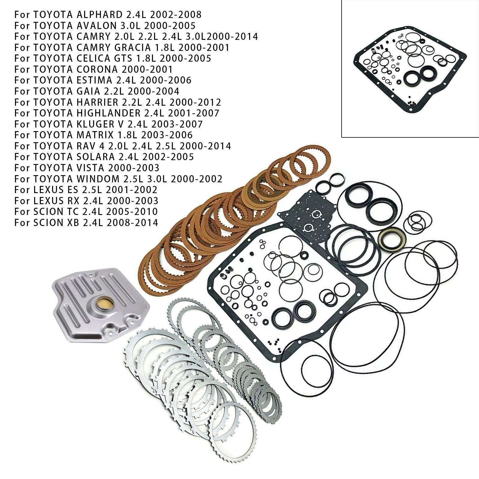Kit de reconstrucción de transmisión automática para Toyota Celica GTS 1.8L 2000-2005, juntas de disco'embrague T13600B U240E U241E