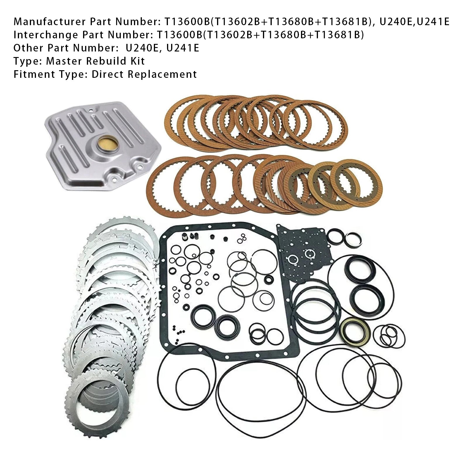 Kit de reconstruction de transmission automatique SCION XB 2.4L 2008-2014, joints de disques d'embrayage T13600B U240E U241E