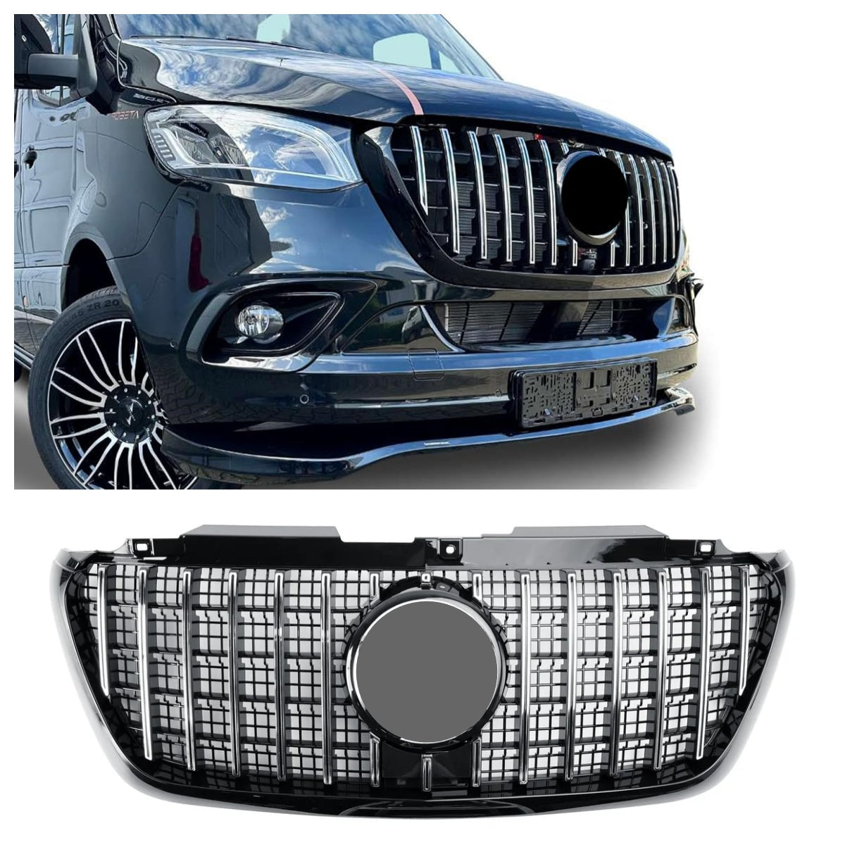 Parrilla delantera estilo Mercedes Sprinter W907 W910 GTR 2018-2023