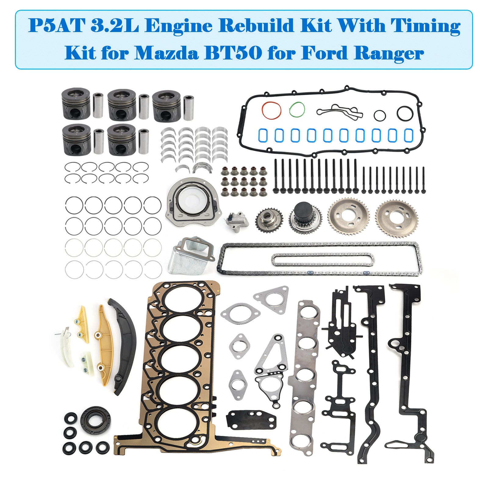 Kit de réfection moteur Mazda BT50 P5AT 3.2L 5 cylindres turbo diesel avec kit de distribution
