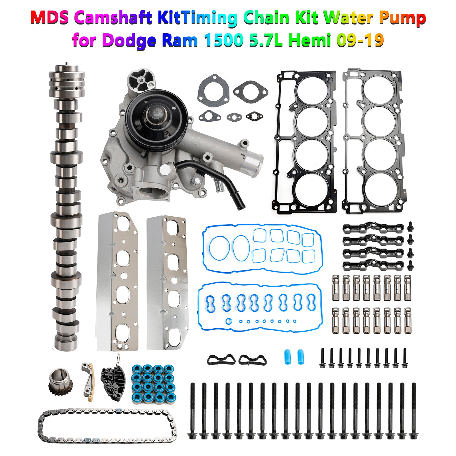 Kit d'arbre à cames MDS pour moteur Chrysler Aspen 5,7 L 2009 Kit de chaîne de distribution Pompe à eau 53021726AE 68060714AA