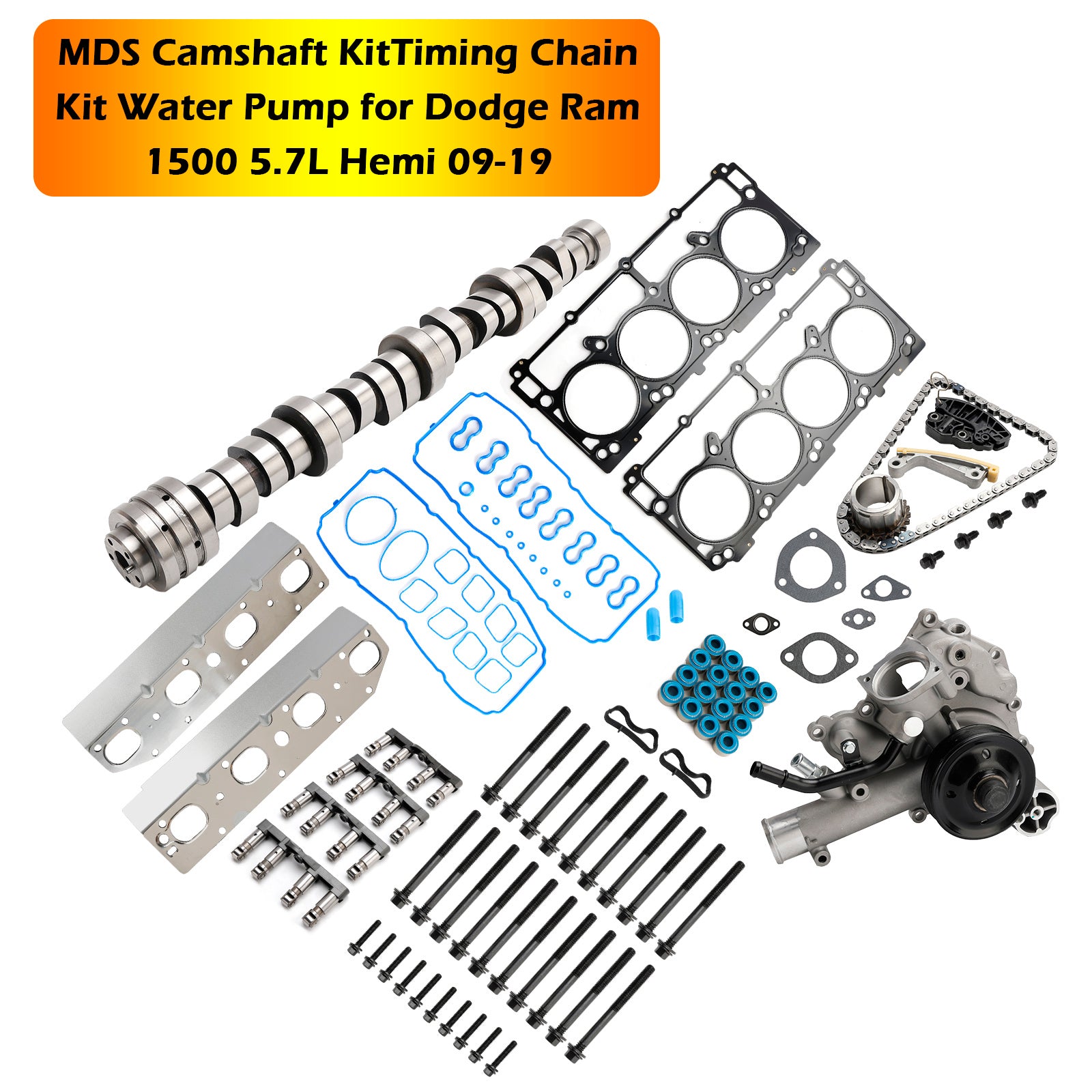 Kit d'arbre à cames MDS pour moteur Chrysler Aspen 5,7 L 2009 Kit de chaîne de distribution Pompe à eau 53021726AE 68060714AA