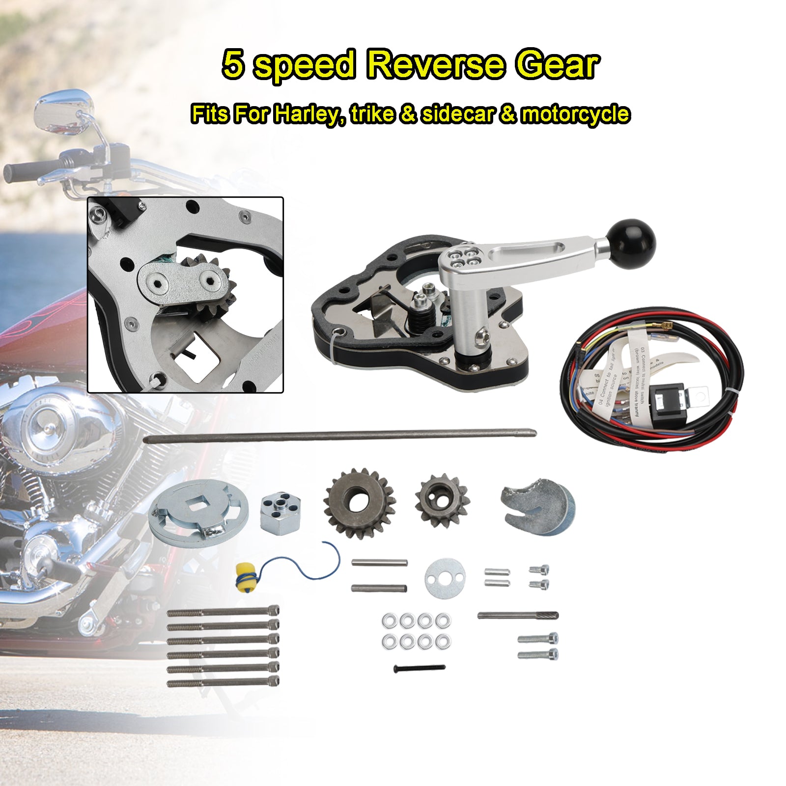 Patio trasero de 5 velocidades para Moto Harley W Ticket Knob Trike Sidecar