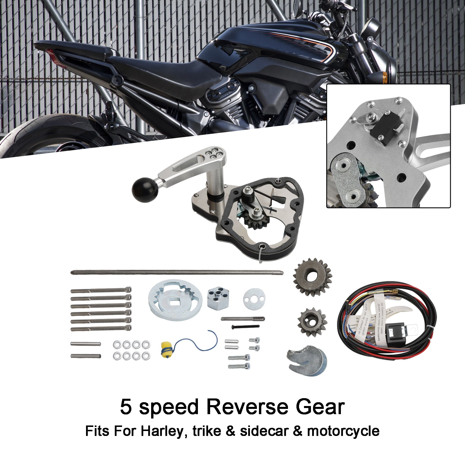 Patio trasero de 5 velocidades para Moto Harley W Ticket Knob Trike Sidecar