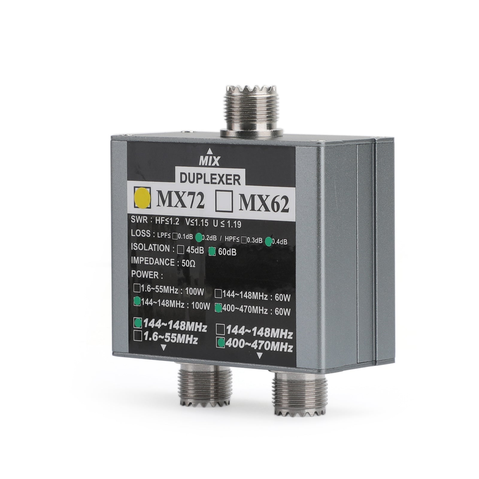 MX72 HAM Combinador de antena VHF/UHF Duplexor de estación de tránsito multifrecuencia