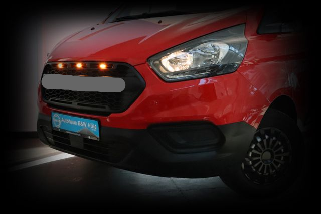 Matzwarte voorbumpergrille voor Ford Transit Custom Trail 2018-2023 met 3LED