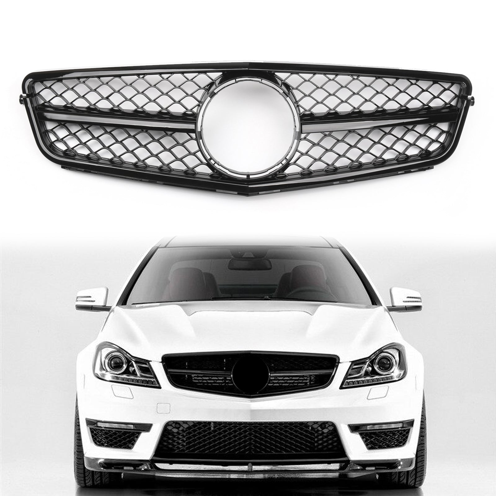Glossy Black Front Bumper Lip Kit For Mercedes Benz C Class W204 Sport 2008-2014-544845