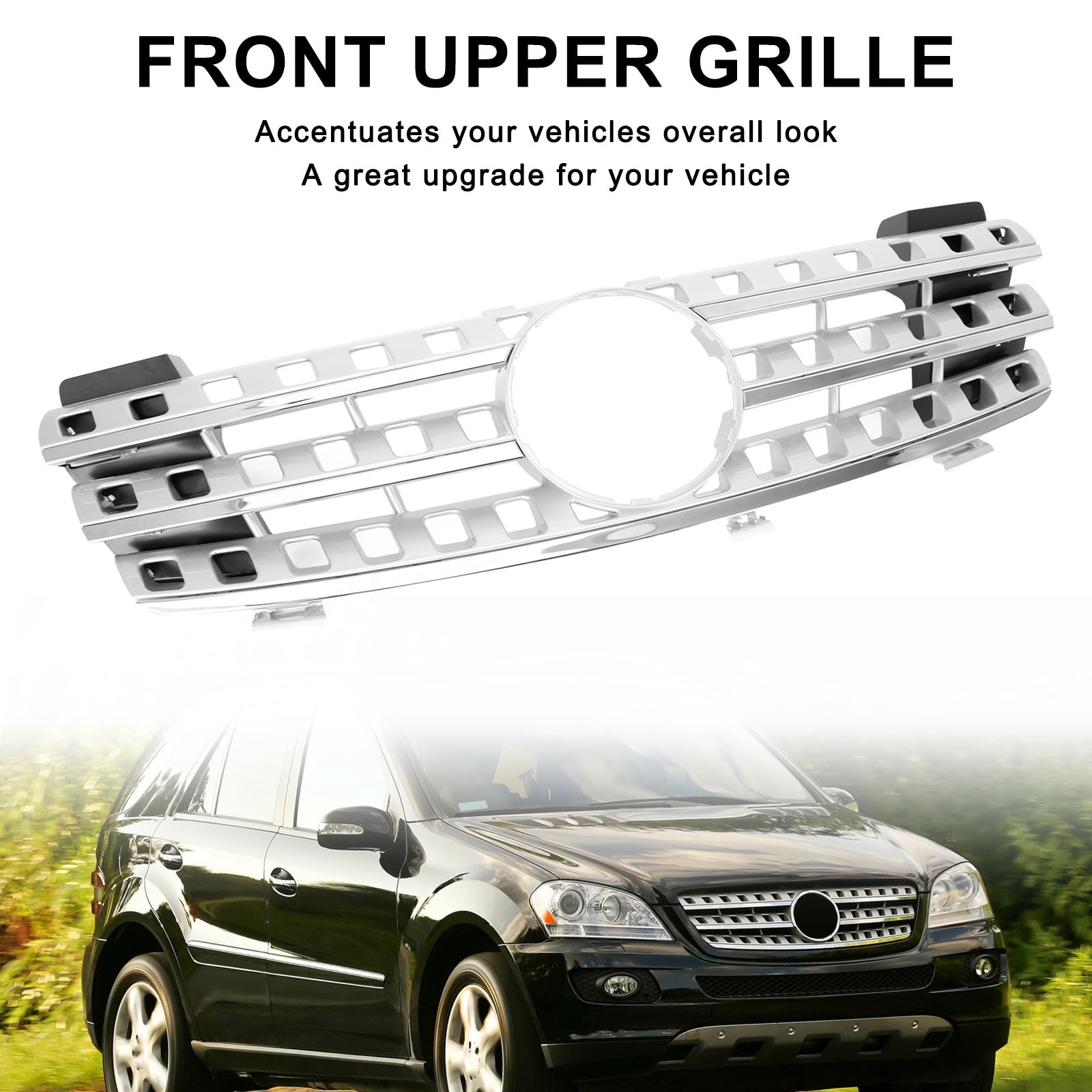 Zwarte chromen grille voor de Mercedes Benz ML-klasse W164 ML320/300/350/500 2005 2006 2007 2008