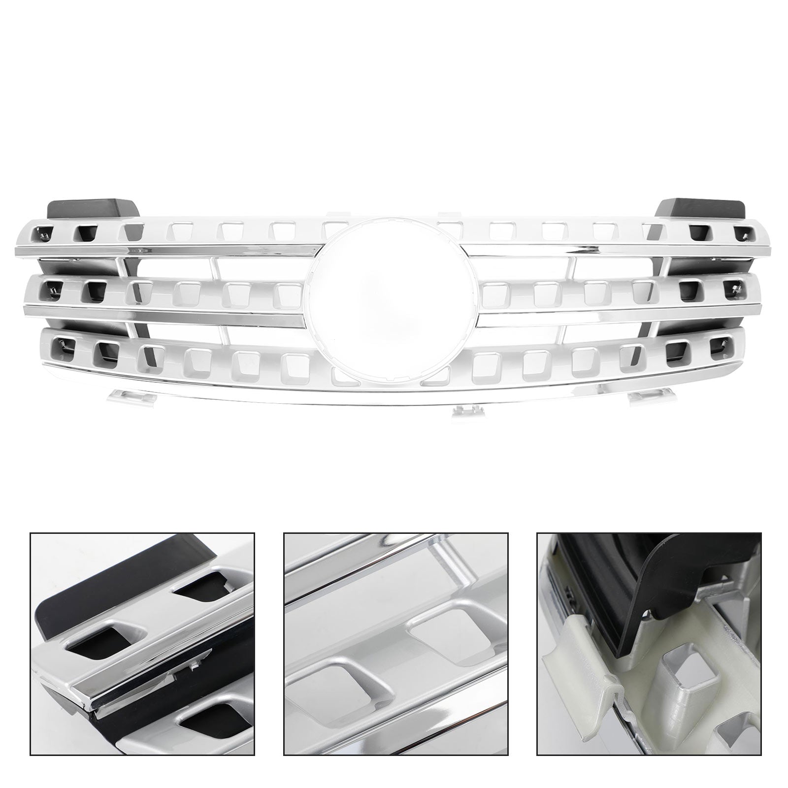 Zwarte chromen grille voor de Mercedes Benz ML-klasse W164 ML320/300/350/500 2005 2006 2007 2008