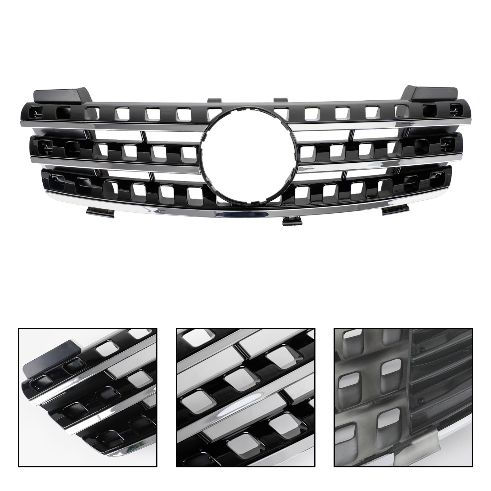 Zwarte chromen grille voor de Mercedes Benz ML-klasse W164 ML320/300/350/500 2005 2006 2007 2008