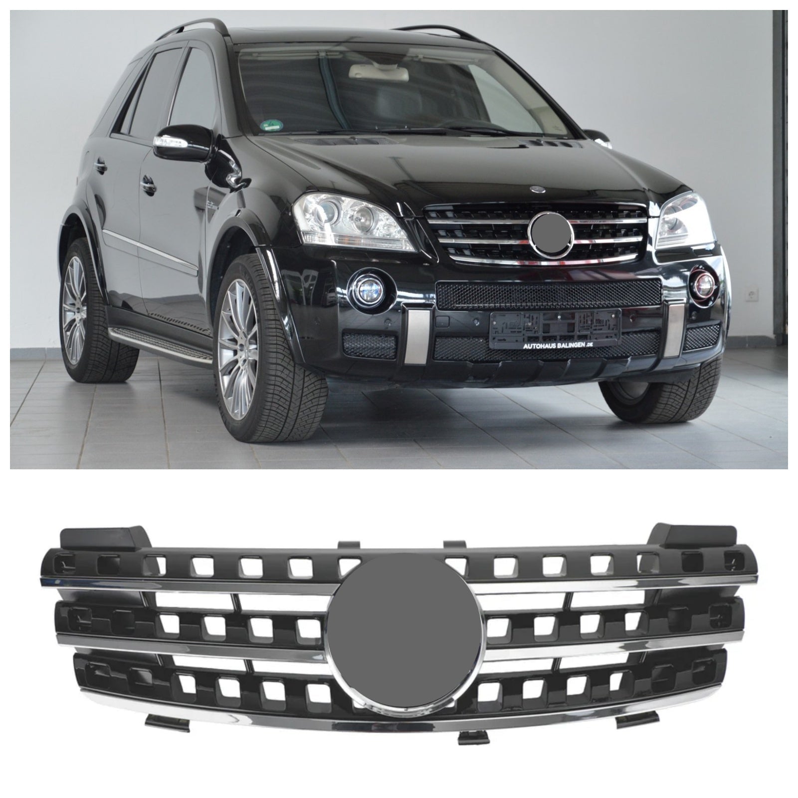 Zwarte chromen grille voor de Mercedes Benz ML-klasse W164 ML320/300/350/500 2005 2006 2007 2008
