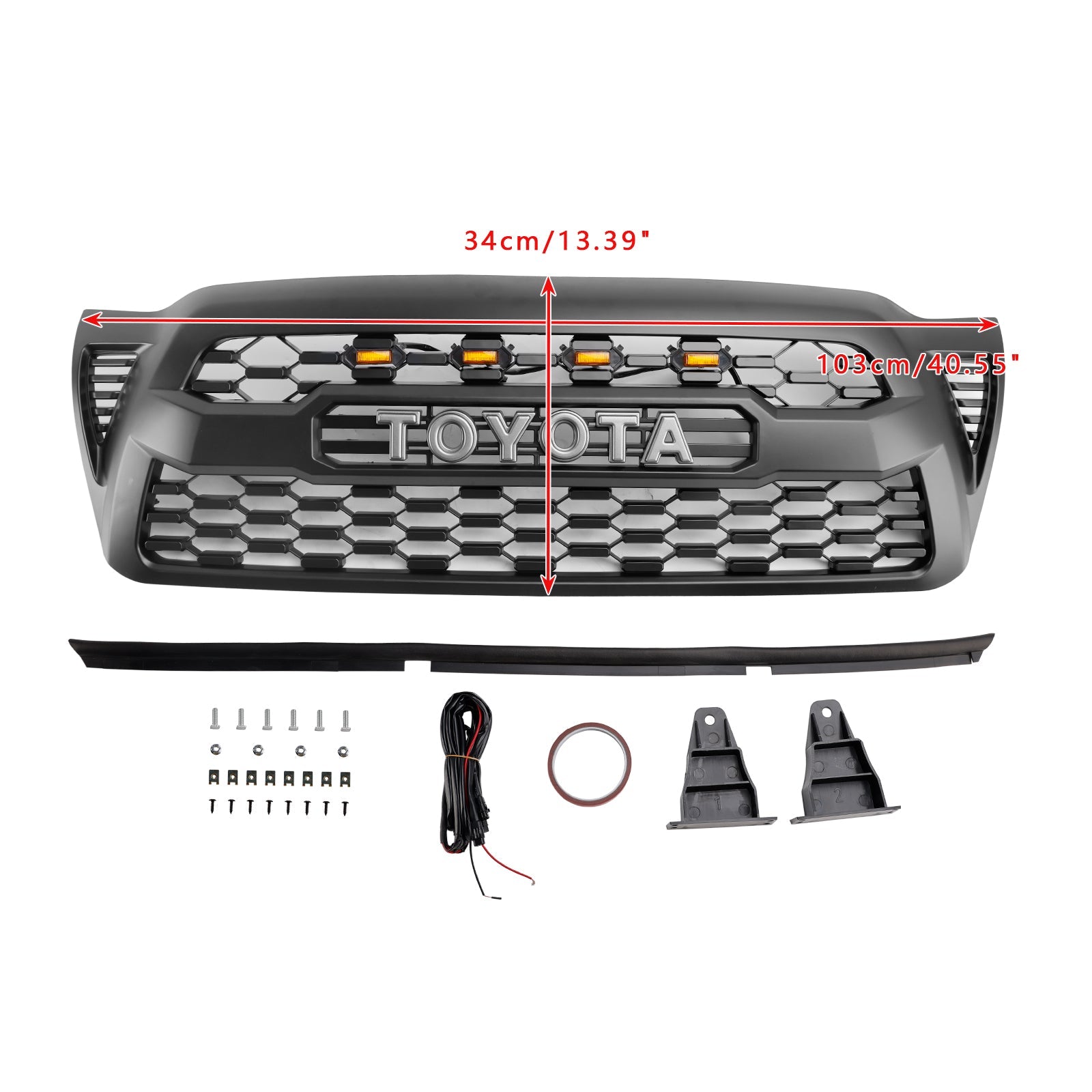 Alfombra LED de parrilla delantera negra para Toyota Tacoma 2005-2011