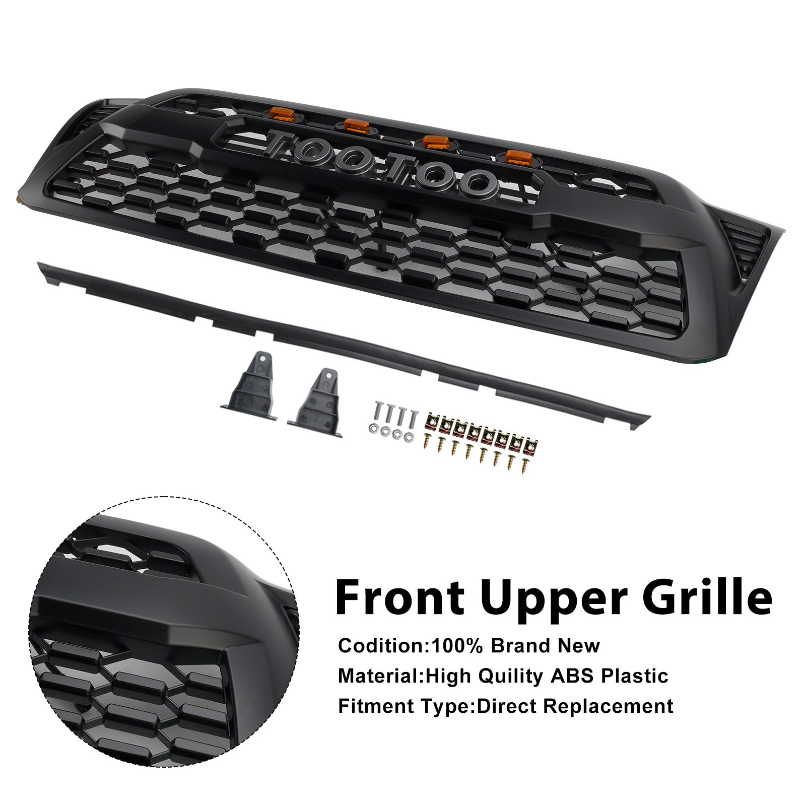 Rejilla de parachoques delantero negro mate con LED para Toyota Tacoma 2005-2011