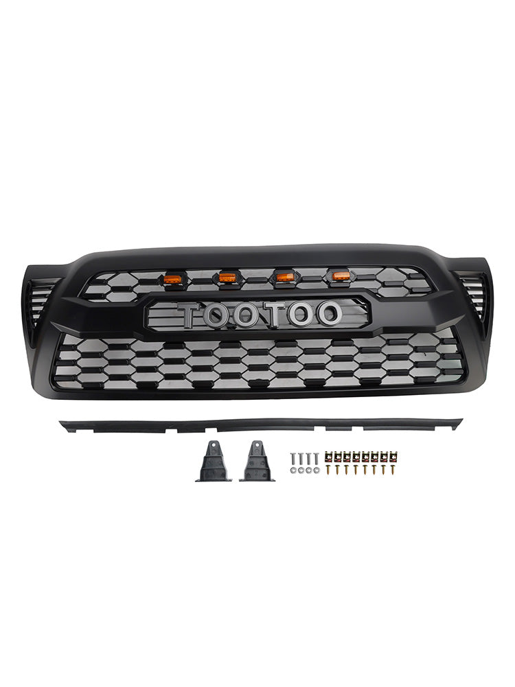 Rejilla de parachoques delantero negro mate con LED para Toyota Tacoma 2005-2011