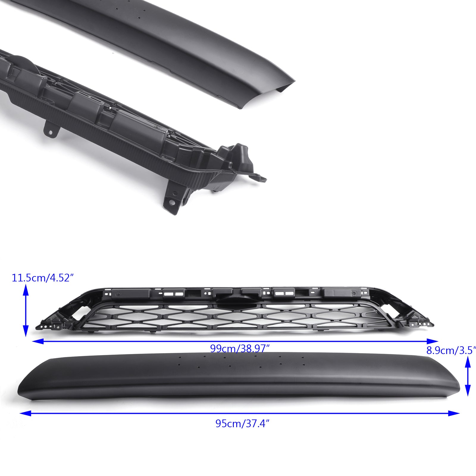 Toyota 4Runner | 2014-2019 | Parrilla TRD PRO | 2 piezas | Rejilla del parachoques delantero | Negro mate + letra Toyota