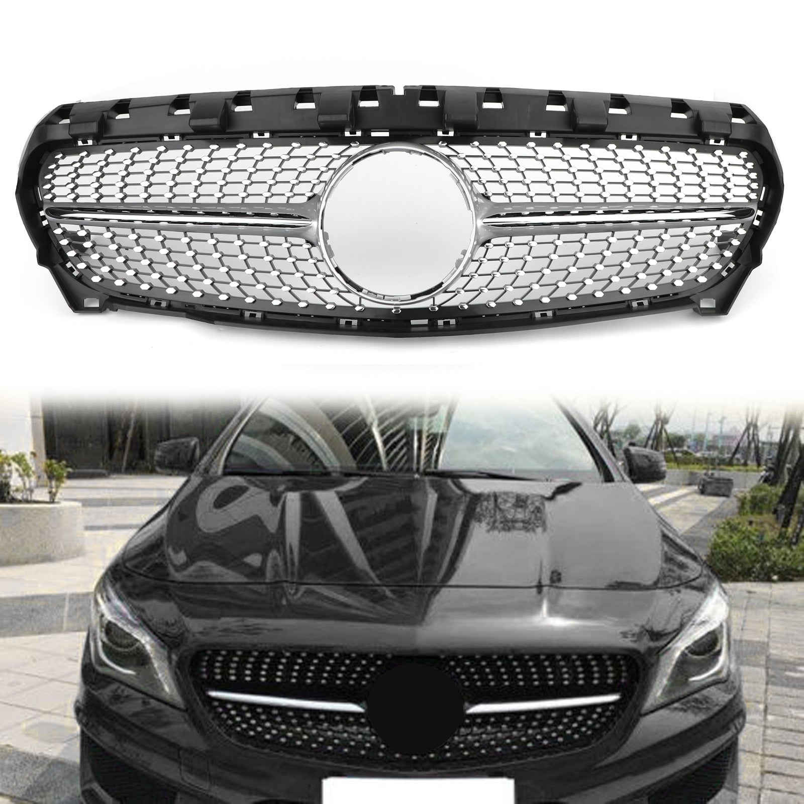Griglia argentata generica per Mercedes-Benz R117 W117 CLA250 2013-2016
