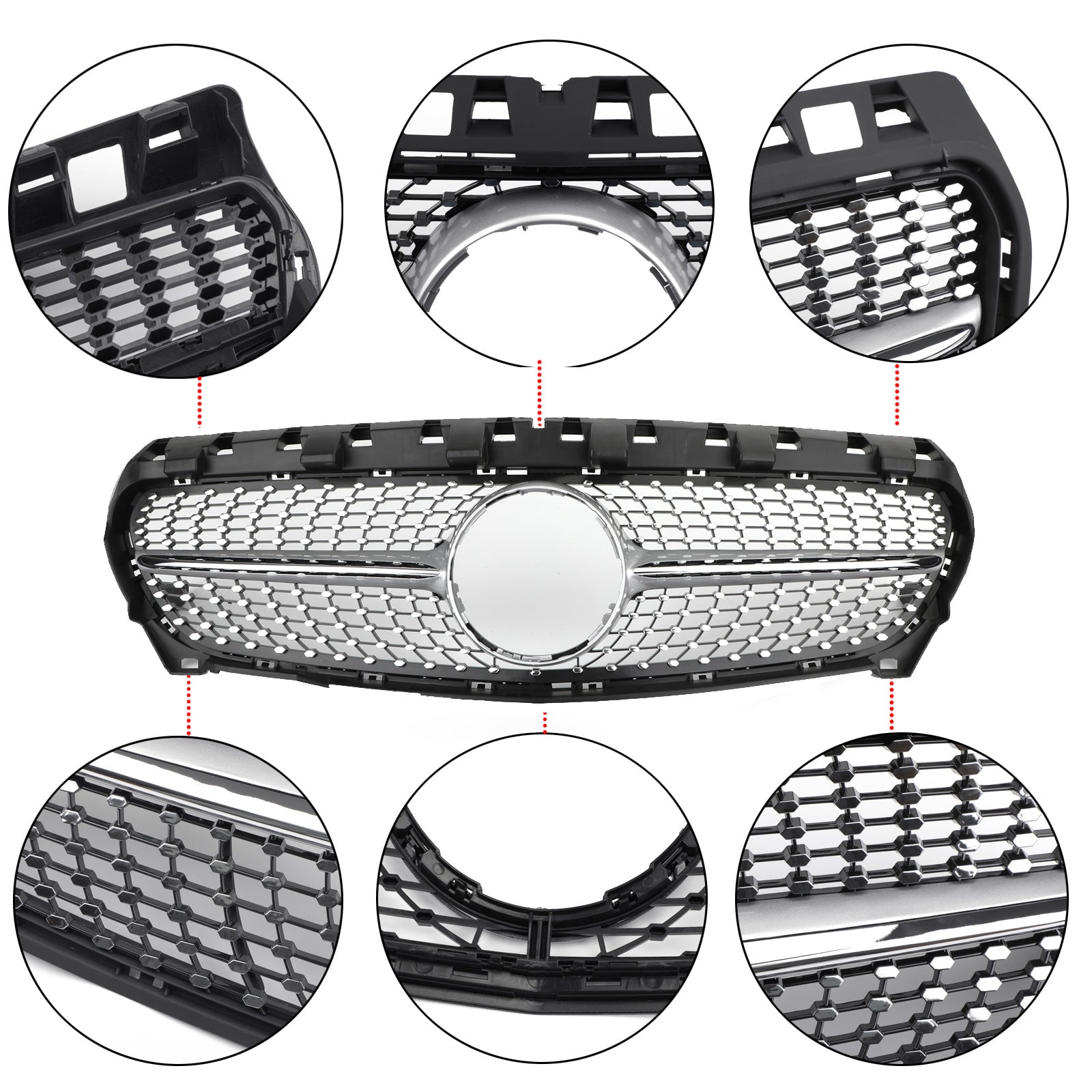 Griglia argentata generica per Mercedes-Benz R117 W117 CLA250 2013-2016