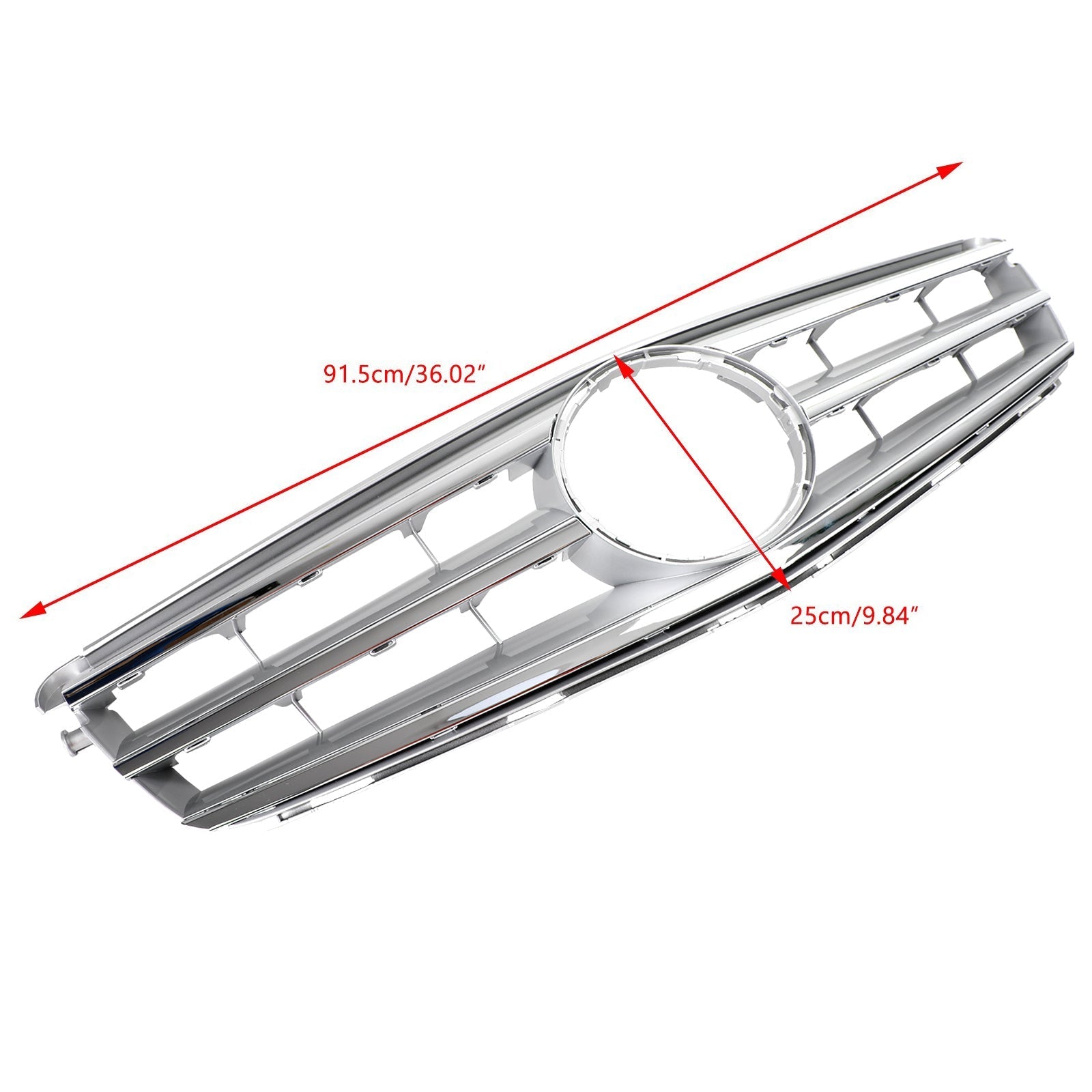 Middengrille met LED's voor Mercedes-Benz C-Klasse W204 2008-2014 - Zilverkleurige afwerking