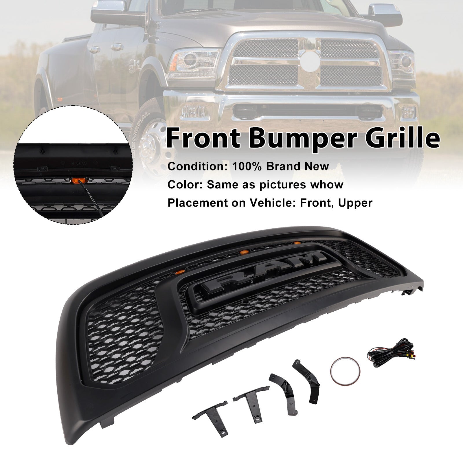 Griglia paraurti anteriore con illuminazione a LED per Dodge Ram 2500/3500 Laramie Limited (2010-2018)