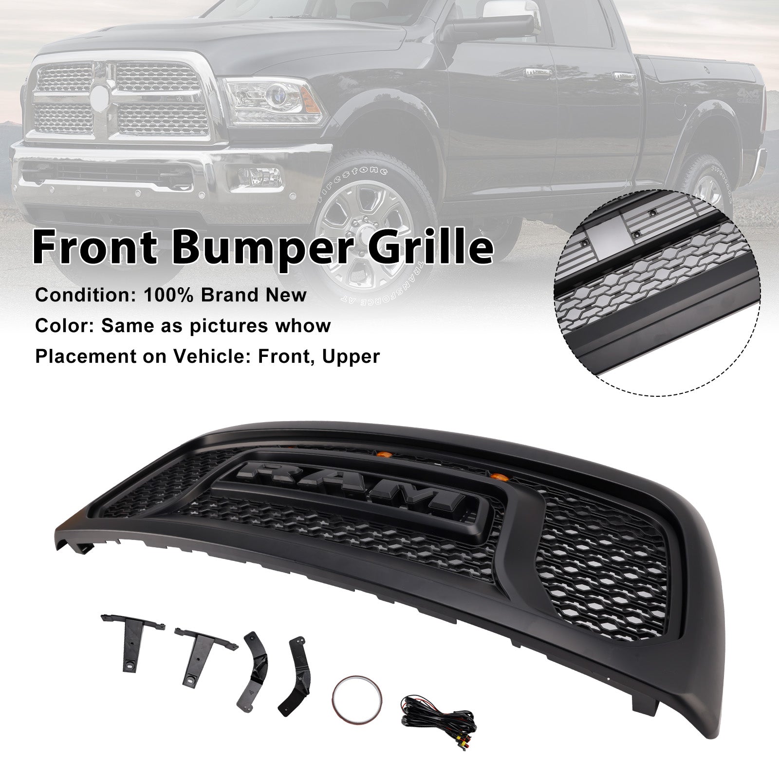 Griglia paraurti anteriore con illuminazione a LED per Dodge Ram 2500/3500 Laramie Limited (2010-2018)