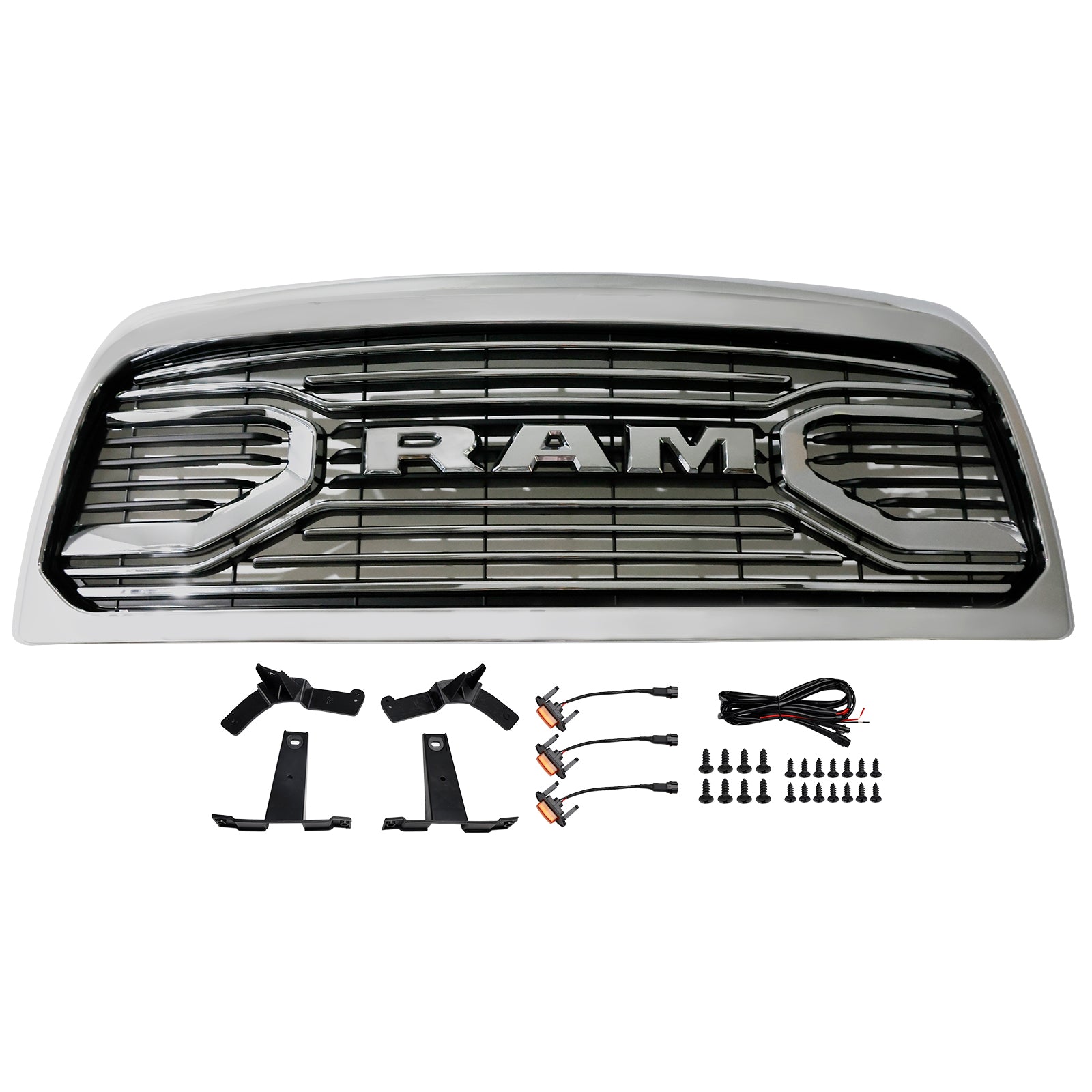 Parrilla de parachoques delantera cromada con luces LED para Dodge Ram 2500/3500 Laramie (2010-2018).