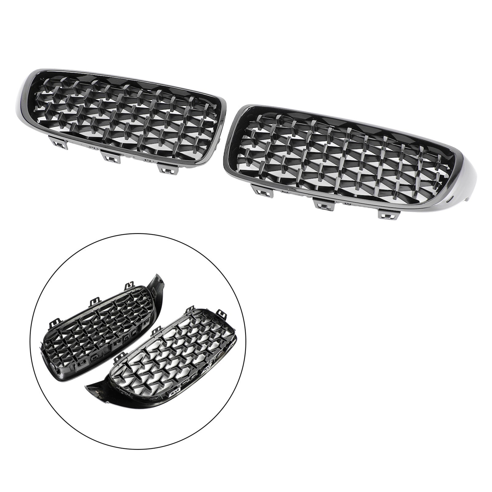 Rejilla superior delantera de diamante para BMW Serie 4 F32 F33 F36 F82 14-2018 negro brillante genérico