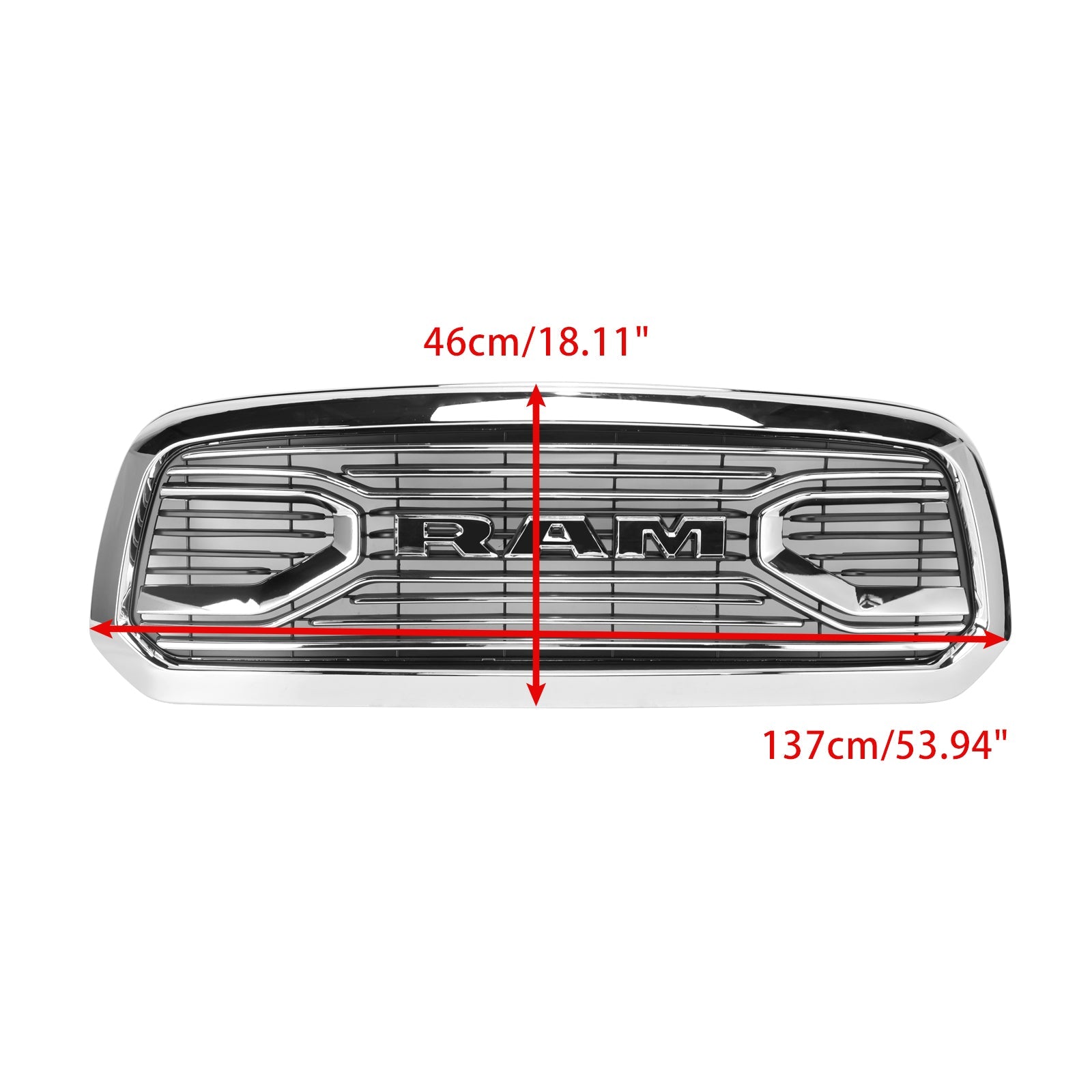 Grille de pare-chocs avant chromée style Big Horn pour Dodge Ram 1500 2013-2018