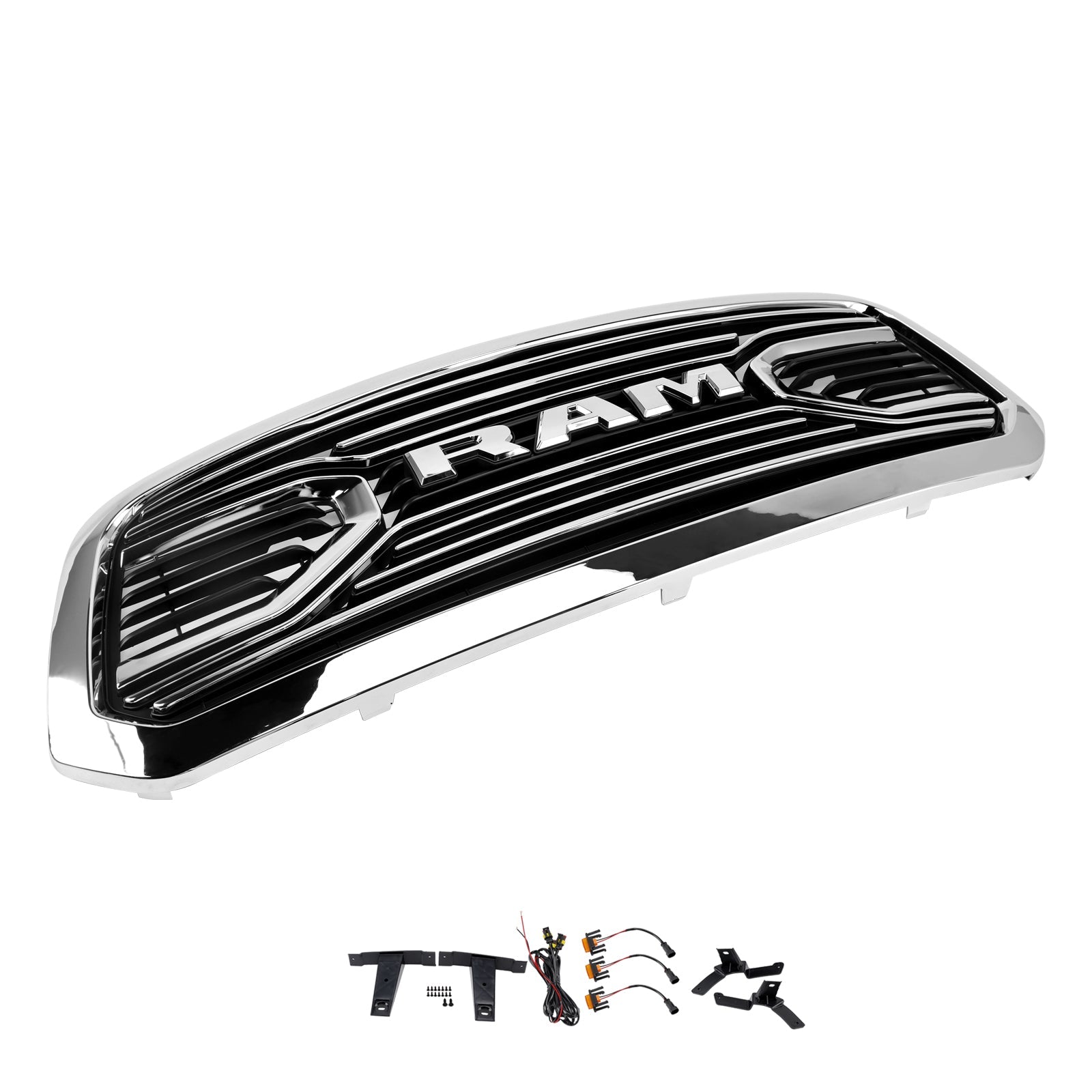 Grille de pare-chocs avant chromée style Big Horn pour Dodge Ram 1500 2013-2018