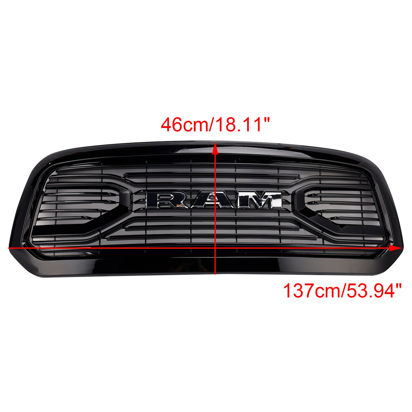 Calandre de pare-chocs avant style Big Horn noire pour Dodge Ram 1500 (2013-2018).