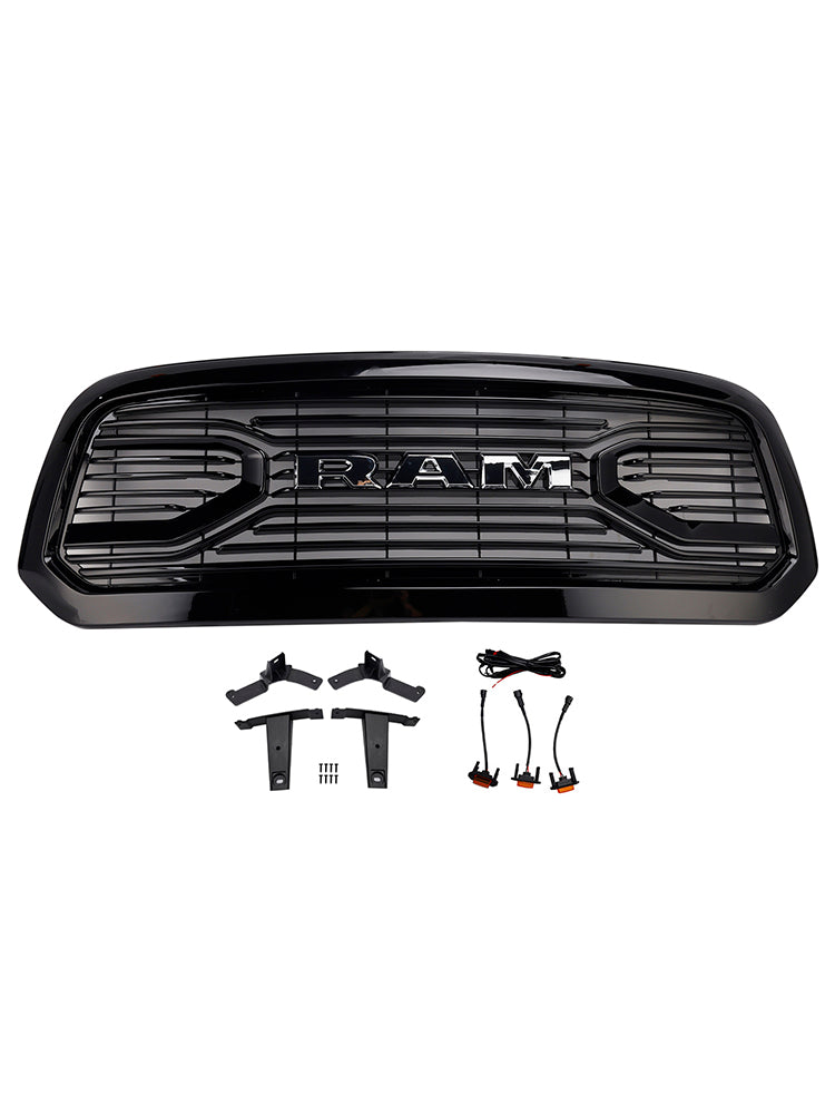 Calandre de pare-chocs avant style Big Horn noire pour Dodge Ram 1500 (2013-2018).