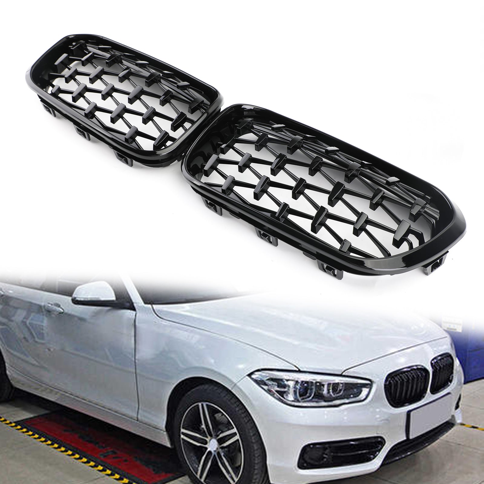 Grid de riñón delantero negro Chrome para BMW 2015-2017 Serie 1 F20/F21