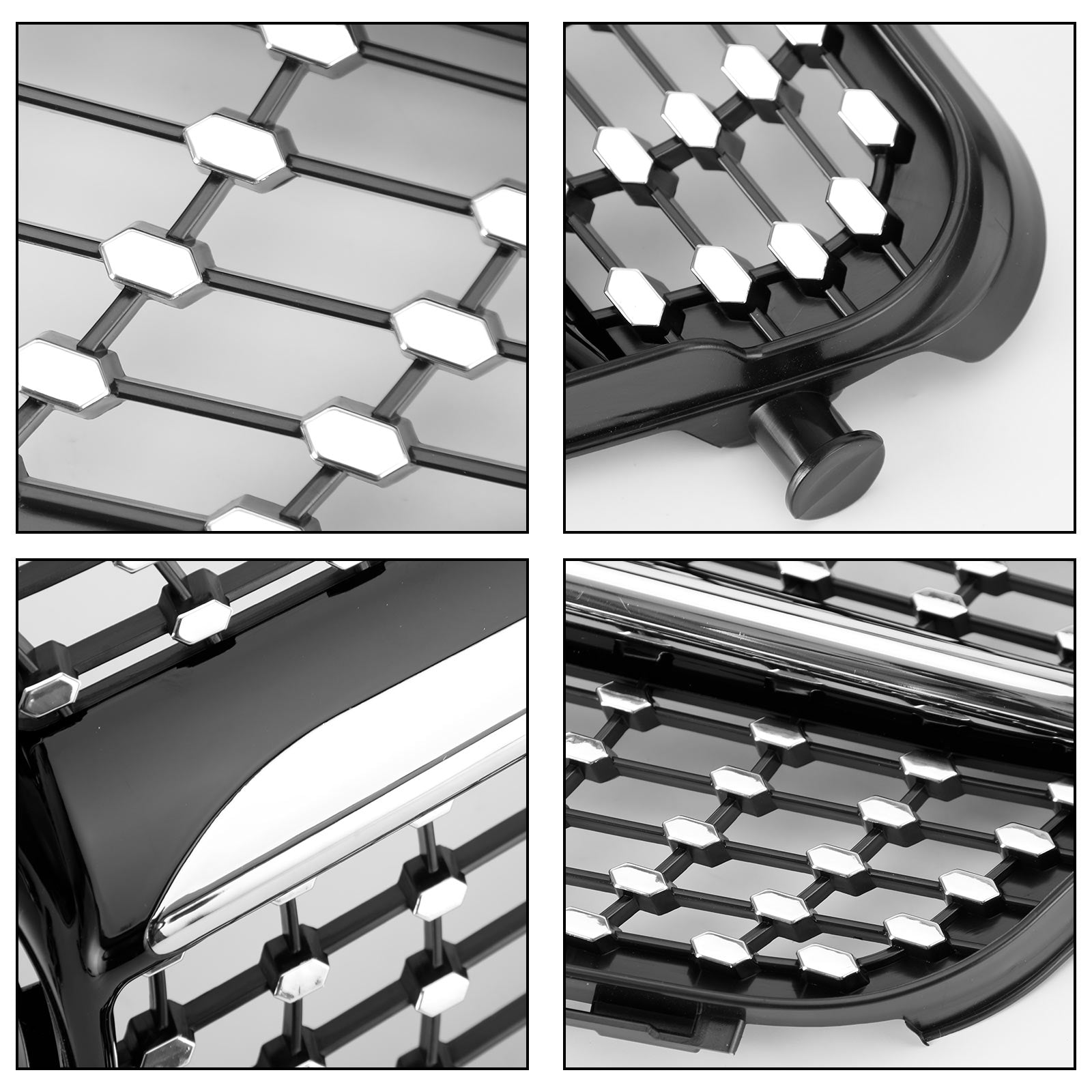 Grille de Calandre Avant Noir Chrome pour Mercedes C W204 (2008-2014) C180 C200 C250 C350